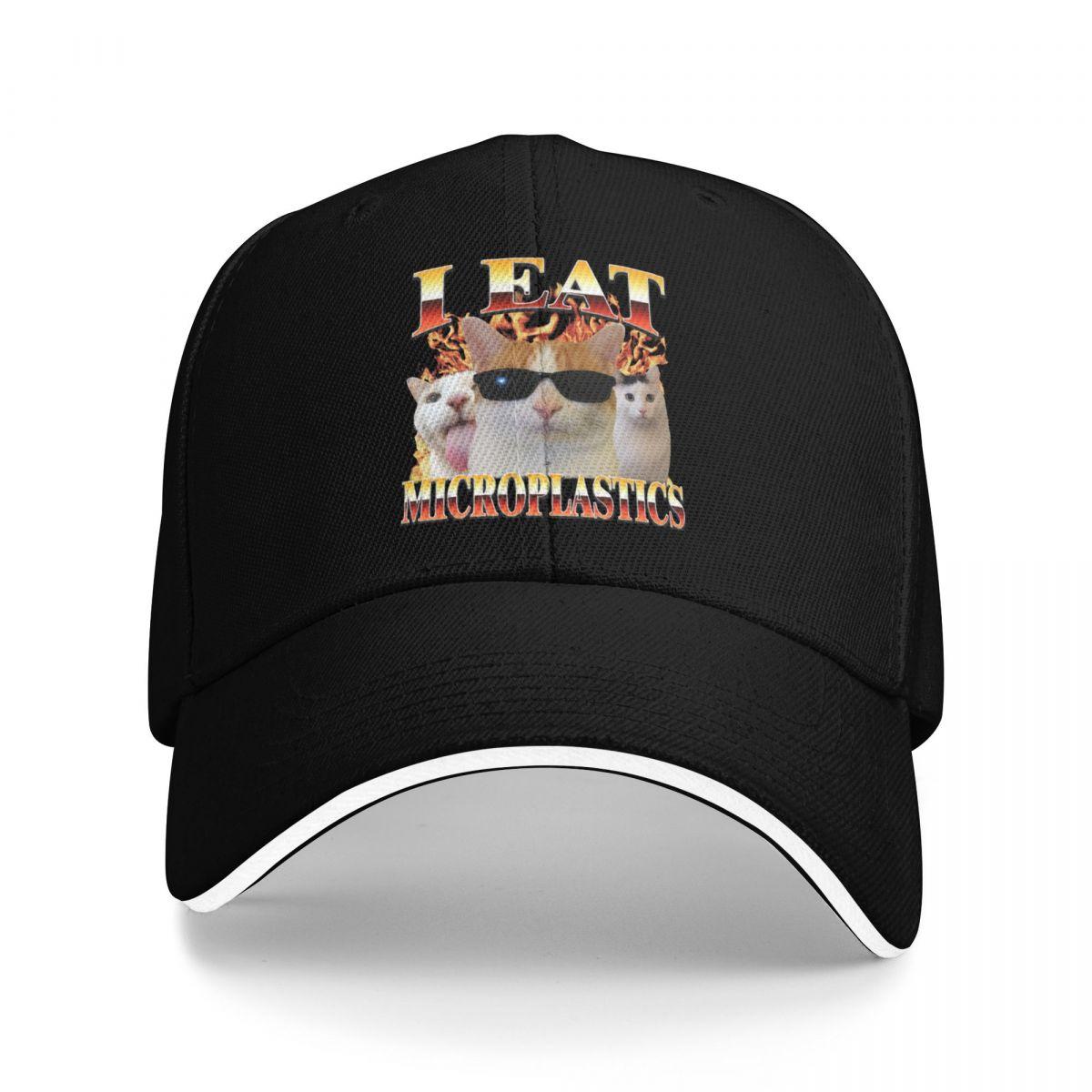 

Baseball Caps I Eat Microplastics Funny Cat Meme Awesome Casquette Female Male Outdoor Summer Hats One Size