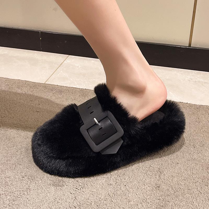 Internet Celebrity Mao Mao Slippers Women Wear Bag Head Thick Bottom Muffin 2025 Autumn and Winter New High-end Cotton Slippers Women
