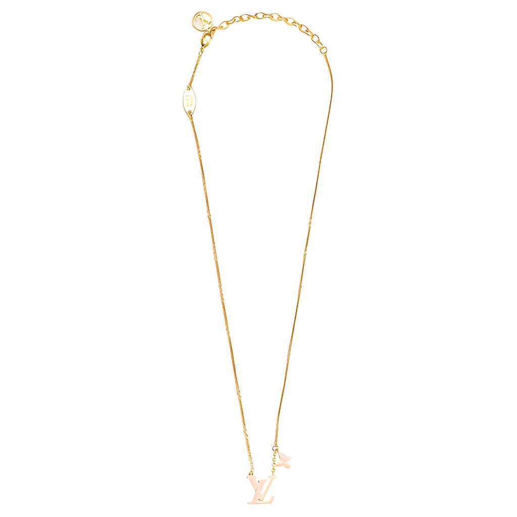 Louis Vuitton Lv Iconic Floral Adjustable Enamel Brass Necklace Women Necklace Pink M01215