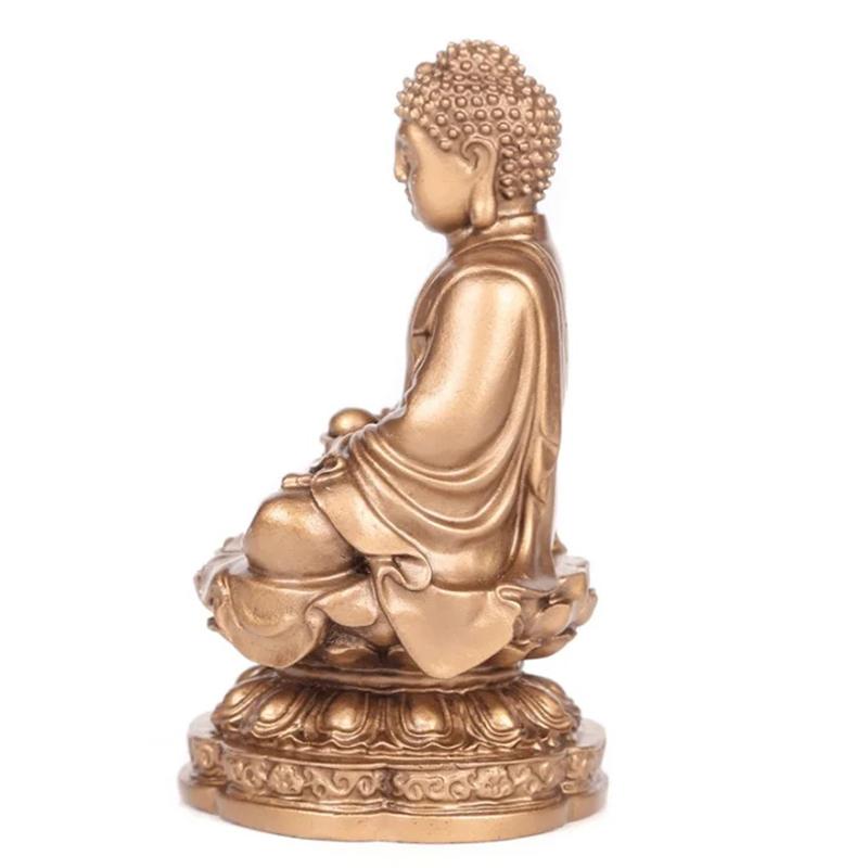 Resin Sakyamuni the Buddha Statue Founder of Buddhism Resin Sculpture Home Room Office Feng Shui Decoration Statues 4.12 In