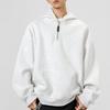 Solid Color Half Zip Hooded Sweatshirt Men Loose Casual Daily Pullover Hoodie