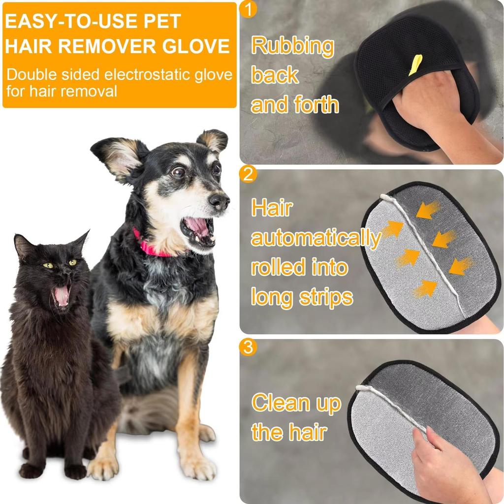 Pet Hair Removal Glove Double Sided Pet Hair Remover Static Dedusting Brush Pet Hair Remover Brush Removing Dog Cat Hair From Sofa Carpet Clothes Tool