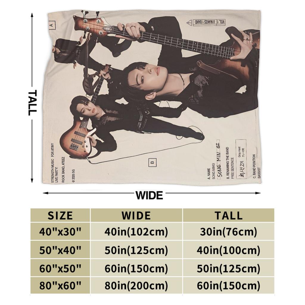 Kpop Ateez Band Soft Warm Blanket Picnic Plush Throw Blanket Street Trend Outdoor Flannel Bedspread Sofa Bed Cover