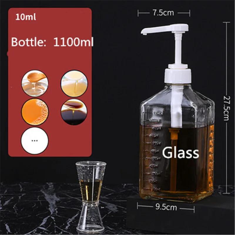 1600ml Transparent Coffee Syrup Bee Drip Double Scale Storage Dispenser Pump Bottle Squeeze Milk Bottle Honey Jar Container