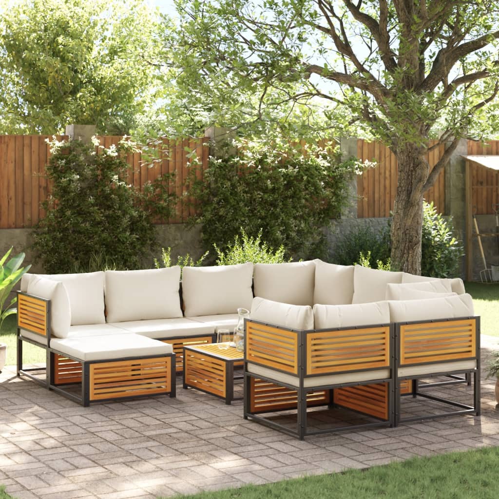 10 piece garden sofa set with cushions solid acacia wood
