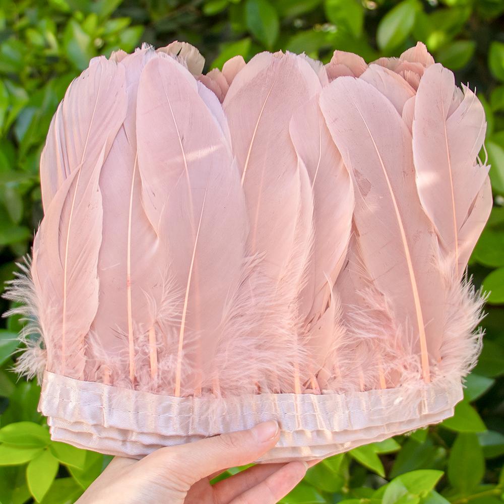 2 Meter Natural Dyed Goose Feather Trim Fringe Ribbon for Wedding Decor Costume Accessories DIY Crafts Gift Wrapping Supplies