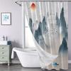 Serene Mountain Landscape Shower Curtain - Polyester, Machine Washable, Unlined, 12 Hooks, All-Season Bathroom Decor
