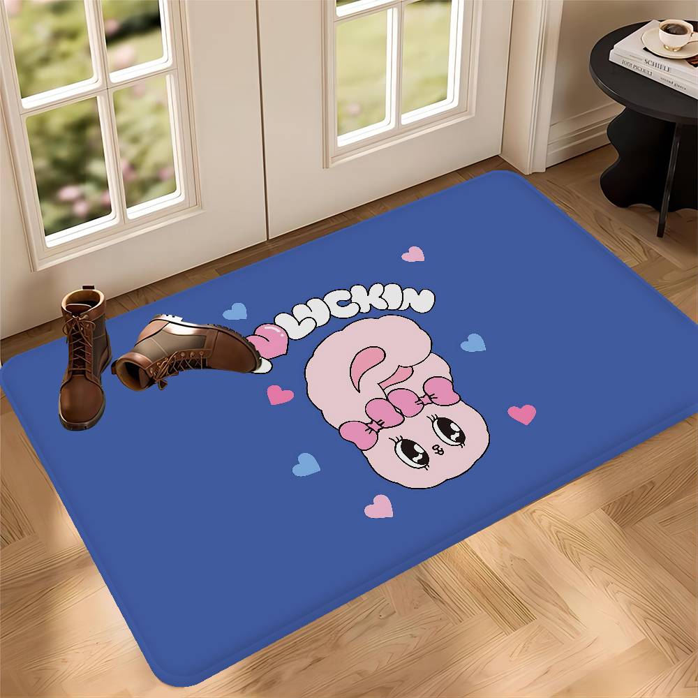 Cute Pink Esther Bunny Entrance Door Mat Washable Non-Slip Living Room Sofa Chairs Area Mat Kitchen Welcome Doormat
