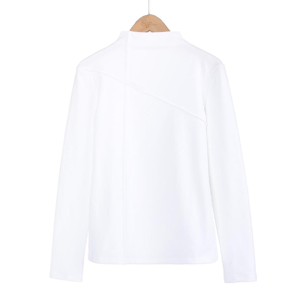 Women's Fleece-Lined Semi-High Neck Long-Sleeve Slim Fit Base Layer for Autumn/Winter