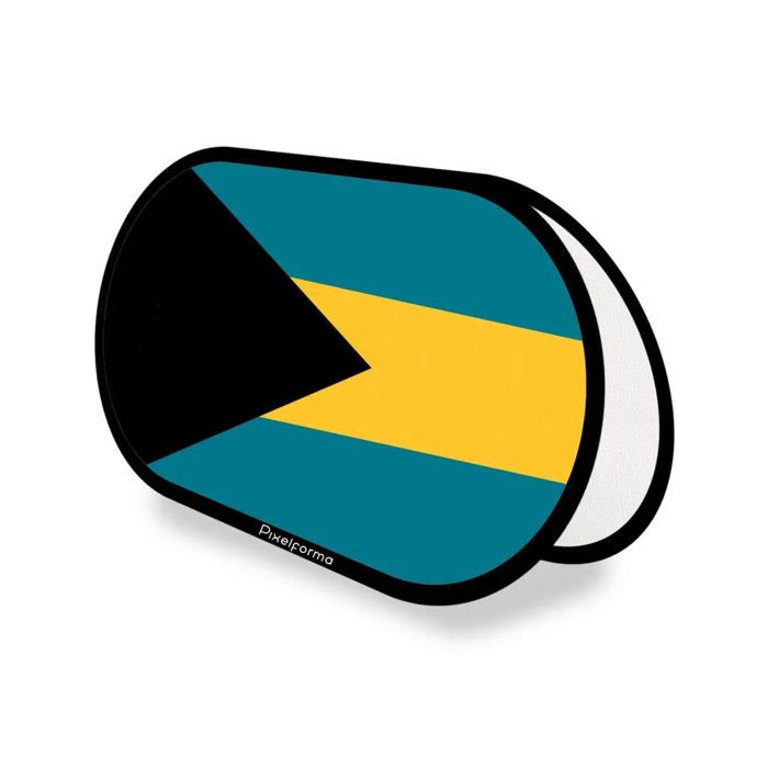 Drapeau Ovale - Bahamas - 70 x 120 cm - Polyester - Impression recto/verso - Pliable rétractable