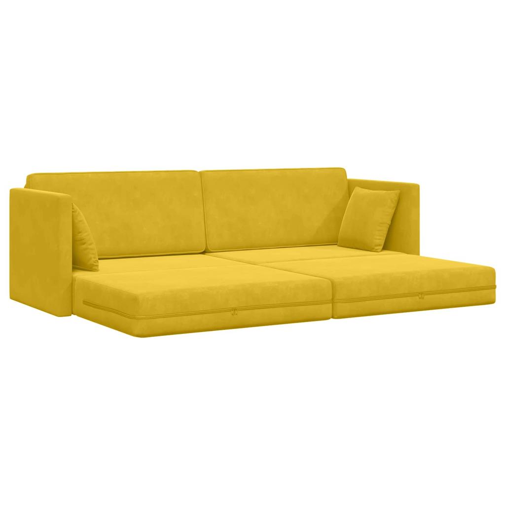 Floor Sofa Bed Yellow 213 X 70 X 77 Cm Velvet