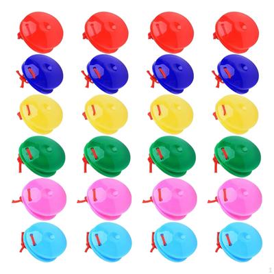 24x hölzerne Kastagnetten, Schlaginstrumente, Spielzeug, Musikinstrumente, Rhythmus, bunt