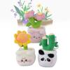 Fashion Plush Keychain Cute Potted Sunflower Kitten Green Bamboo Doll Pendant