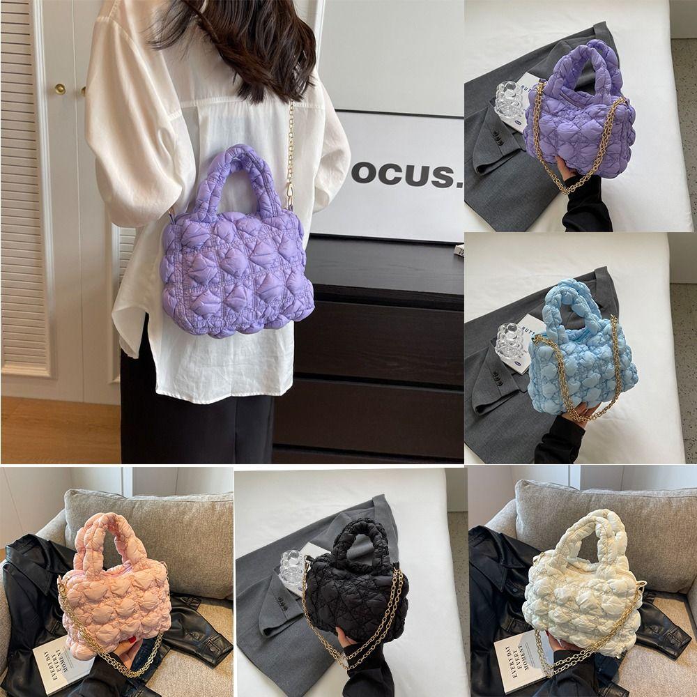 

Plaid Bubble Cloud Crossbody Bag Pleated Casual Outdoor