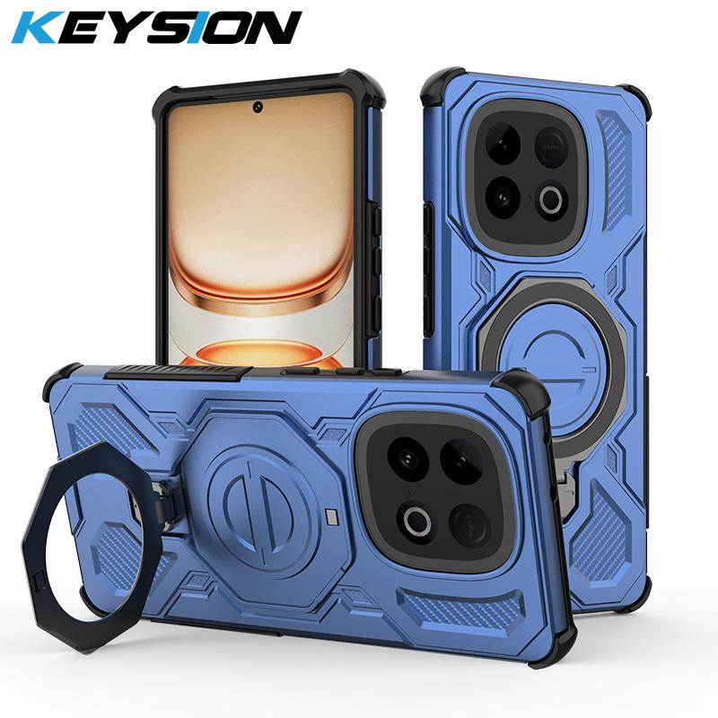 

KEYSION Shockproof Magnetic Case for IQOO Z10 Turbo Pro 5G Upright Live Metal Ring Stand Phone Back Cover for IQOO Z10 Turbo 5G for IQOO Z10 Turbo Pro зелений