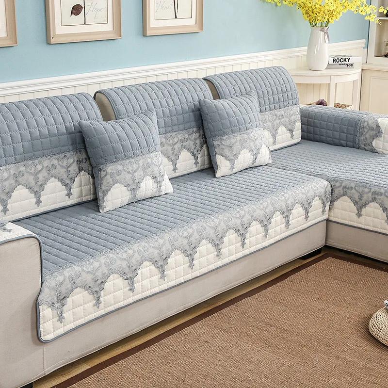 

Lace White Edge Sofa Cover for Living Room Northern Non-Slip Sofa Cushion Towel Universal for All Seasons Back Towel Home Decor 70x70cm 1pcs