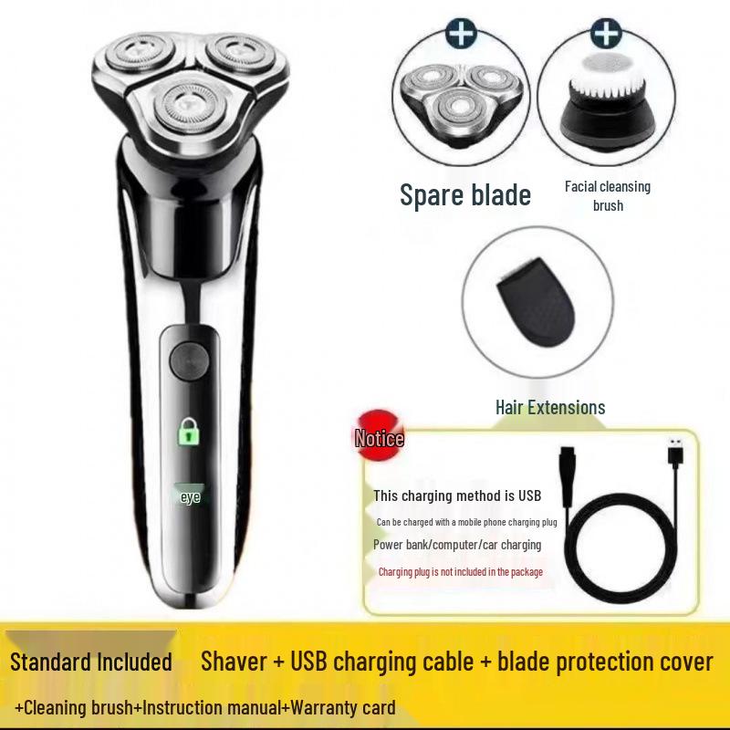 German Electric Shaver: 6-in-1 Multifunctional, Floating Triple Head, Waterproof Men's Beard Razor