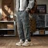 Old Three-dimensional Bag Denim American Craftsmanship Multi-pocket Men's Jeans Retro Nostalgic High Street Heavy Overalls