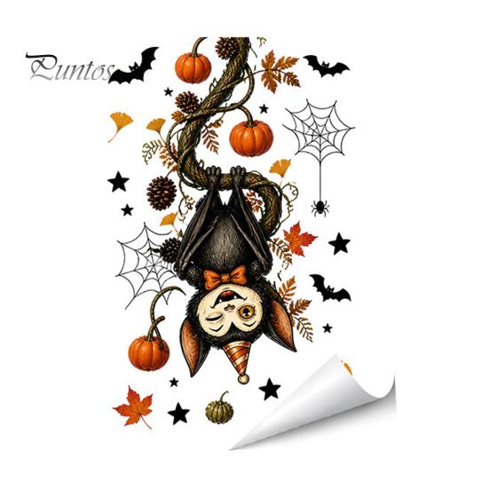 Seasonal Room Accents Halloween Window Static Sticker, Ghost Castle Black Cat Print Decals, Cartoon Patterns Waterproof PVC Cling for Home Holiday