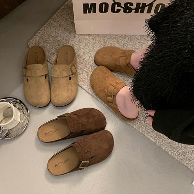 Retro Platform Boken Shoes Bag Head Half Slippers Women's Outer Wear 2025 New Spring Versatile Height Increase One Pedal Slippers