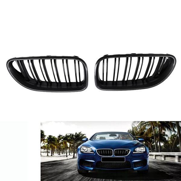 Carbon Fiber Pattern & Glossy Black ABS Front Grille Set for BMW