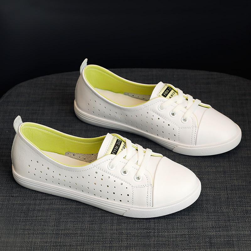 

Жіночі туфлі з натуральної коров ячої шкіри білого кольору - Повсякденні та зручні для всіх сезонів (2025 Весна/Осінь) 39