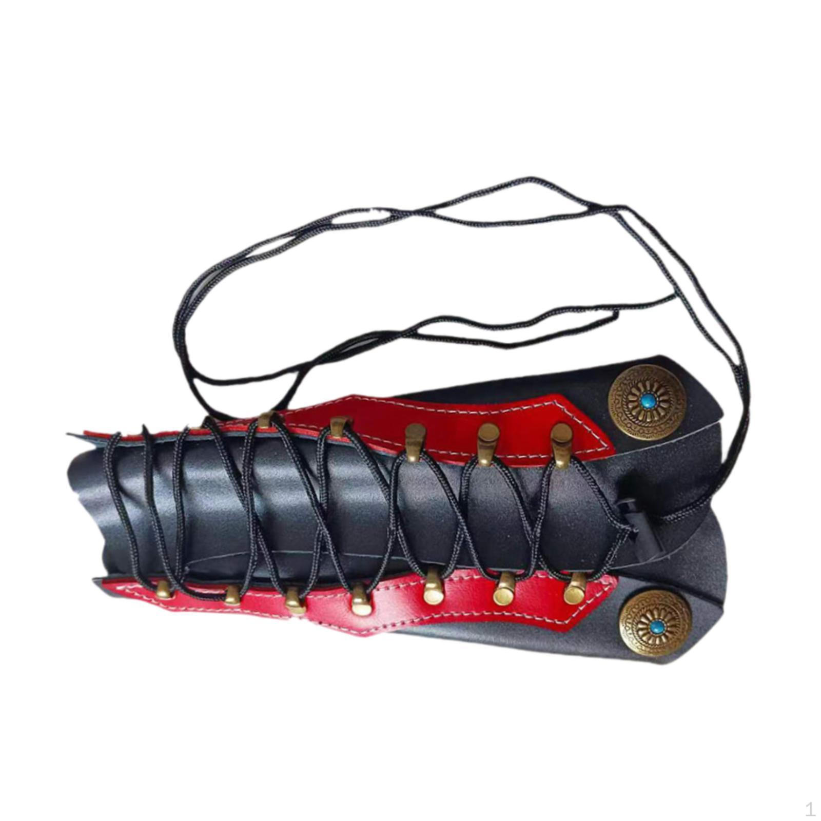 

Viking Bracers Medieval Arm for Fancy Dress Men Women red stripe