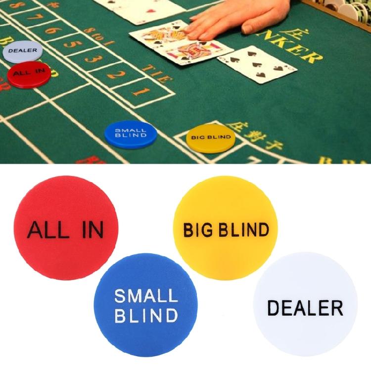 4 st Plast Poker Kortskydd Myntdealers Stora Blinden Lilla Blinden Knapp