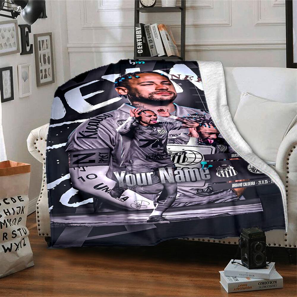 Star Neymar Personalized Name Blanket Cozy Personalized Blanket Durable Comfort Suitable for Home Decor Living Room Office Chair Bed