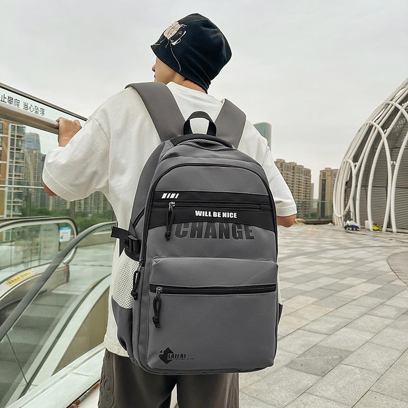 

School bag Male junior high school student backpack Male leisure sports bag College student light commute convenient computer bag серый