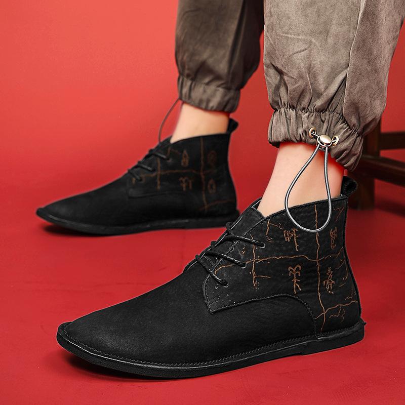 

Men s British leather boots summer new trend fashion ins popular large size casual shoes men s shoes high top trendy shoes 48