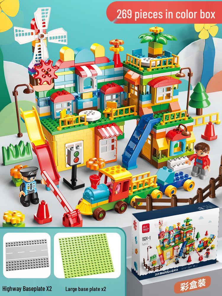 Feile Large Particle Educational Building Blocks Compatible with Lego: Castle and Amusement Park Set for Kids
