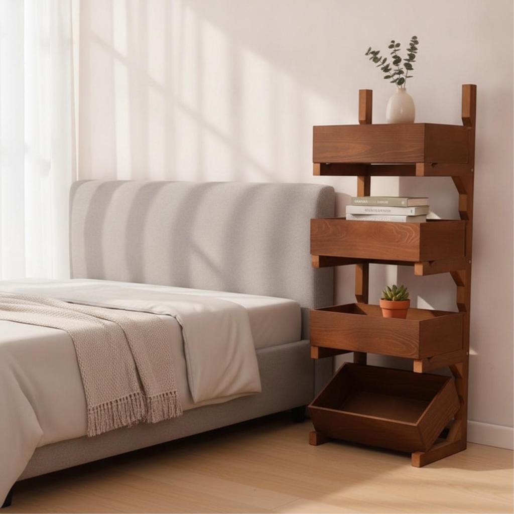 Storage Rack with Slanted Bins Open-Front Toy Shelf Space-Saving
