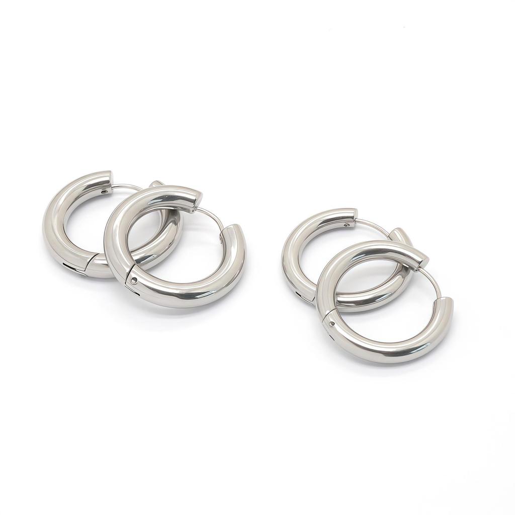 Minimalistische Geometrische Edelstahl-Creolen - Poliert Unisex Europäisches & Amerikanisches Design