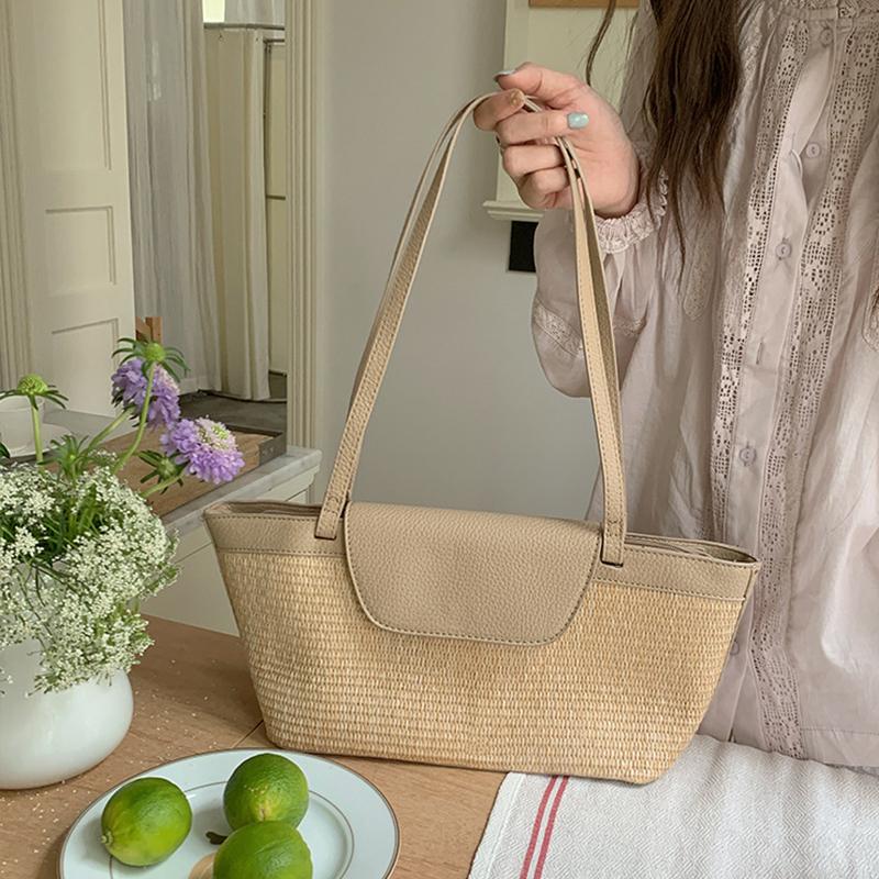 Summer Straw Woven Women Tote Bag Casual Lage Capacity Female Shoulder Bag New Fashion Luxury Designer Handbags