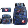 Large Capacity Schoolbag with Shoulder Strap; Student Three-piece Pencil Case Set