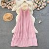 Idle Style Chiffon Pleated Long Sling Vacation Skirt