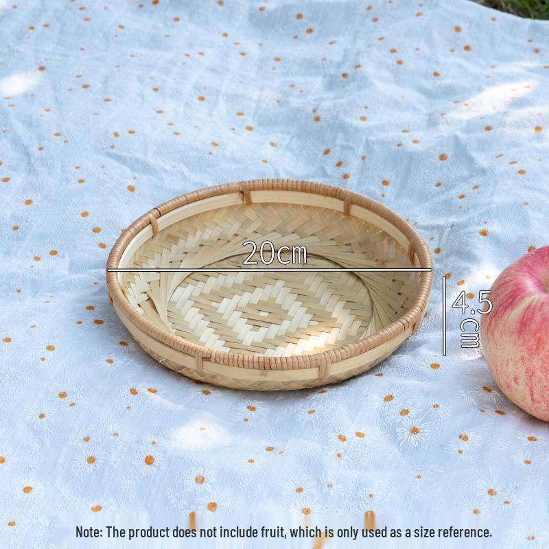 Bamboo High-Foot Lace Fruit Basket - Handmade Bamboo Weaving for Snacks & Steamed Buns