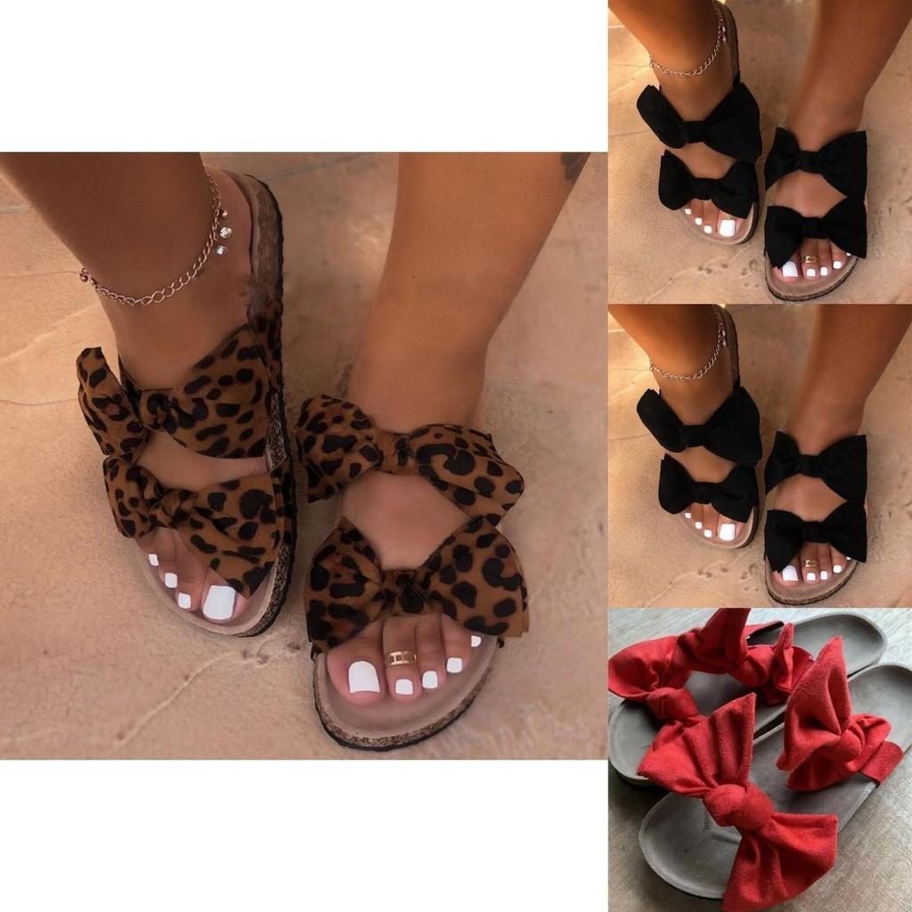 Stylish Women Ladies Slip On Peep Toe Bow Sliders Flatform Platform Sandals Shoes
