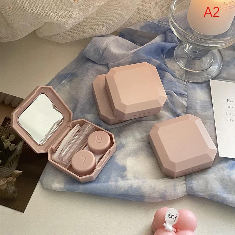 1 Stück Bonbonfarbene Kontaktlinsenbox Einfarbig Tragbarer Kontaktlinsenbehälter mit Pinzette Saugstab Set für Reise-Set Halter