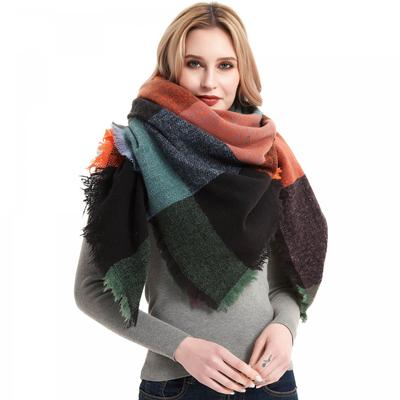 Scialle Caldo Autunno Inverno Sciarpa Quadrata a Quadri Spessa da Donna
