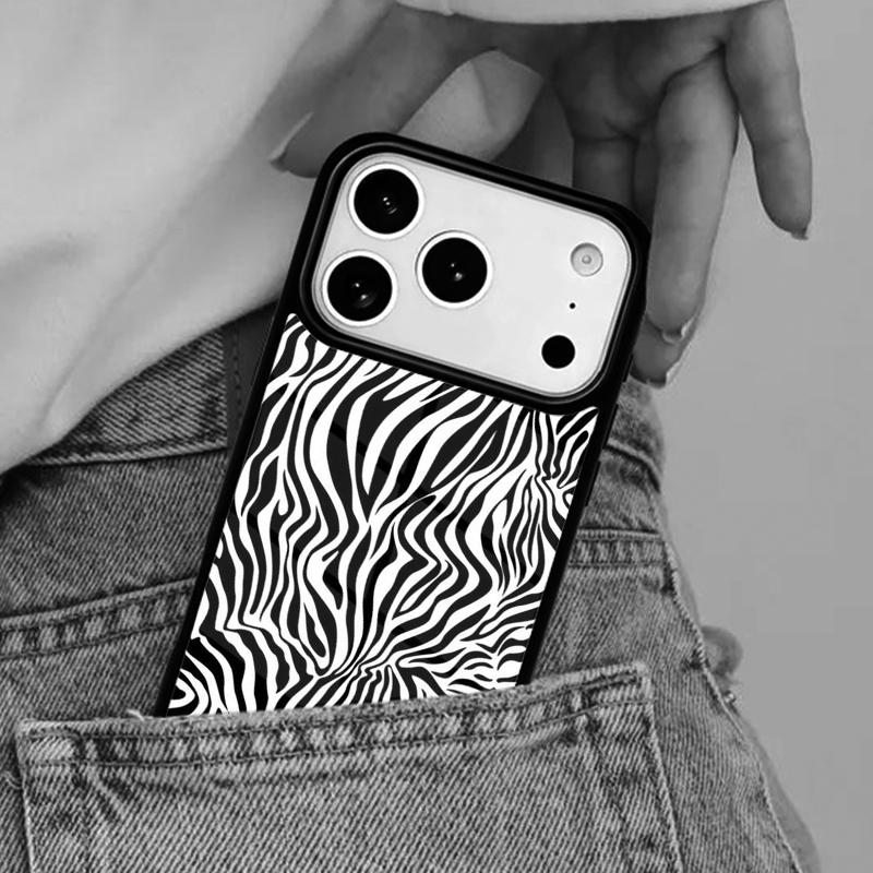 Zebra Print Clip Art Silicone Soft Side Phone Case for iPhone 17ProMax 12 13 14 15 16e 17 Pro Max Plus Air Cover
