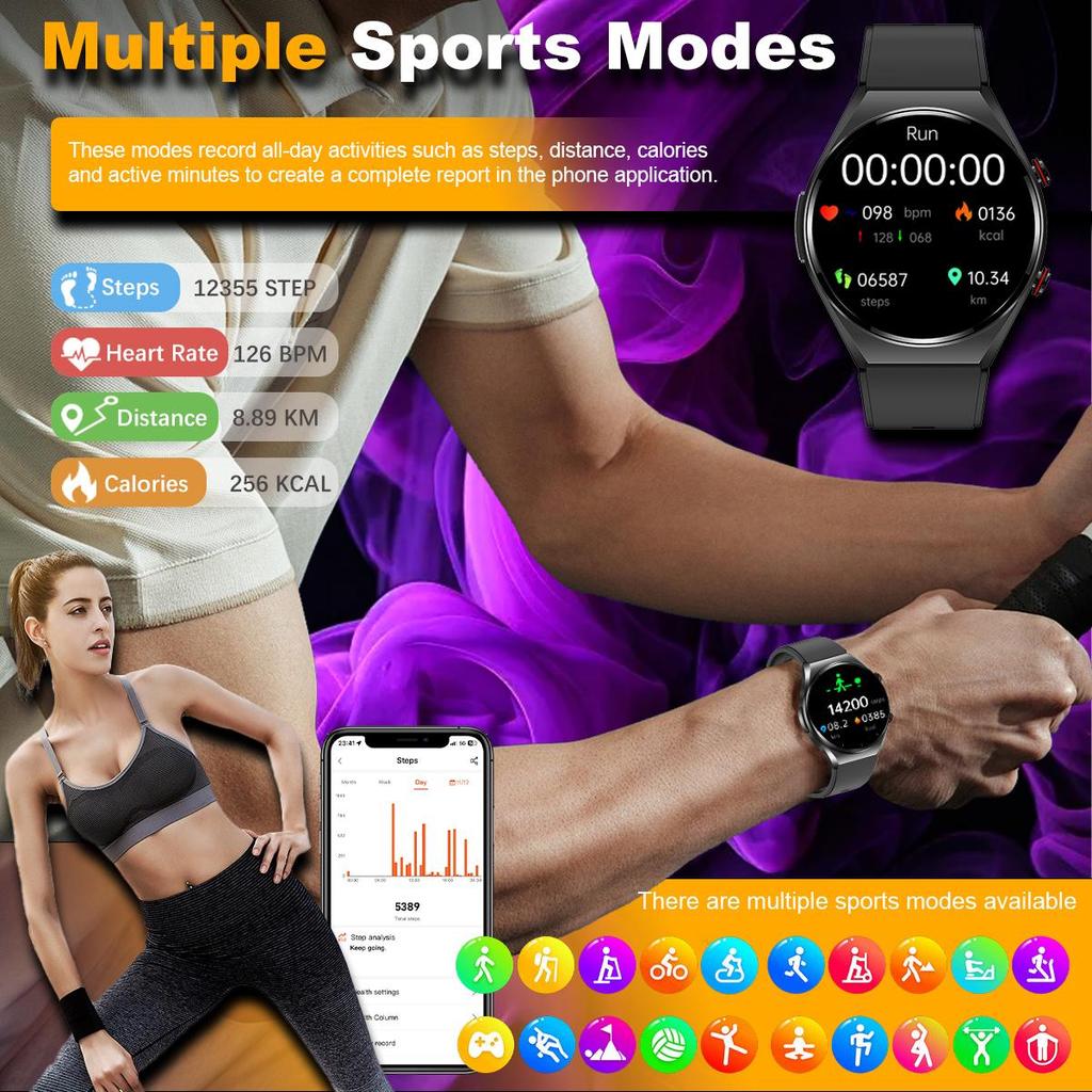 SACOSDING New Smart Watch Men Women Blood Oxygen Blood Pressure Full Touch Screen Sport Watch ECG+PPG Health Monitoring Smartwatch+Box