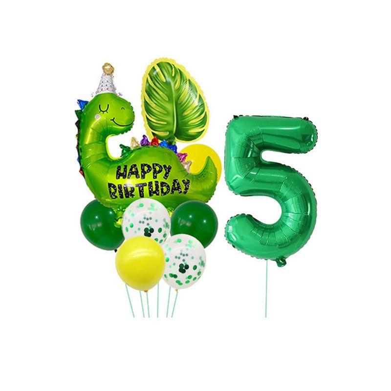 Cartoon Dinosaur Digital Balloons Set - Children's Birthday Party Balloon Set with Dinosaur-themed Aluminum Film Balloons Set