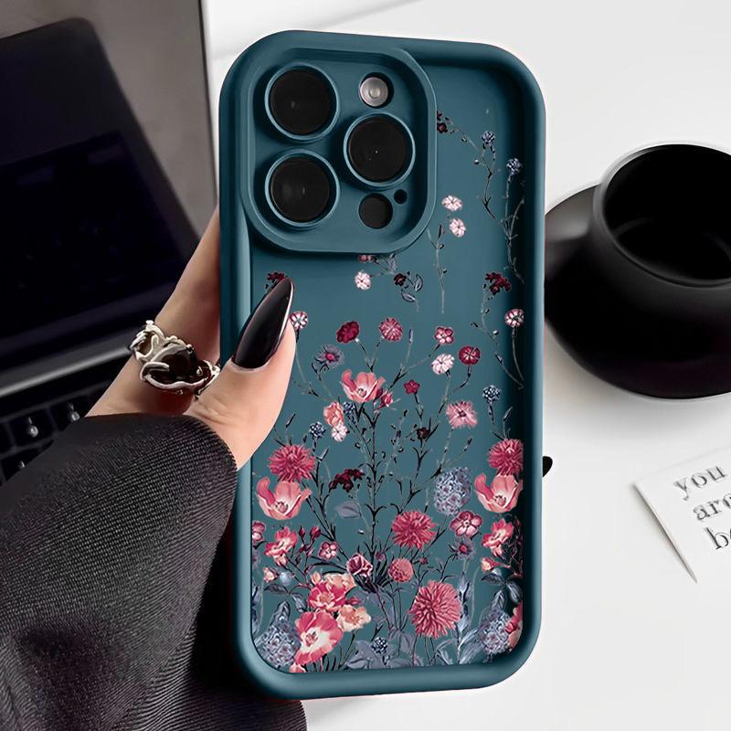 Shockproof Soft TPU Case For iPhone 17 16E 16 15 Pro Max 14 Plus 13 12 11 Pro Max Air Flower Pattern Silicone Phone Cover