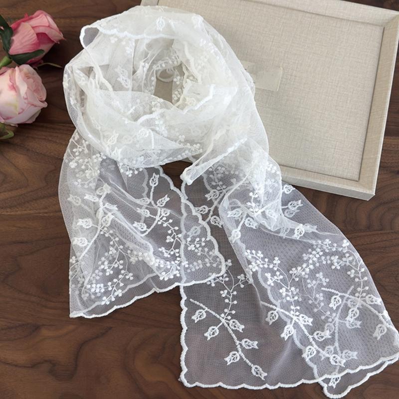 Elegant Lace Edge Scarf Comfortable Head Cover Strong Polyester For Spiritual Moment Or Travel