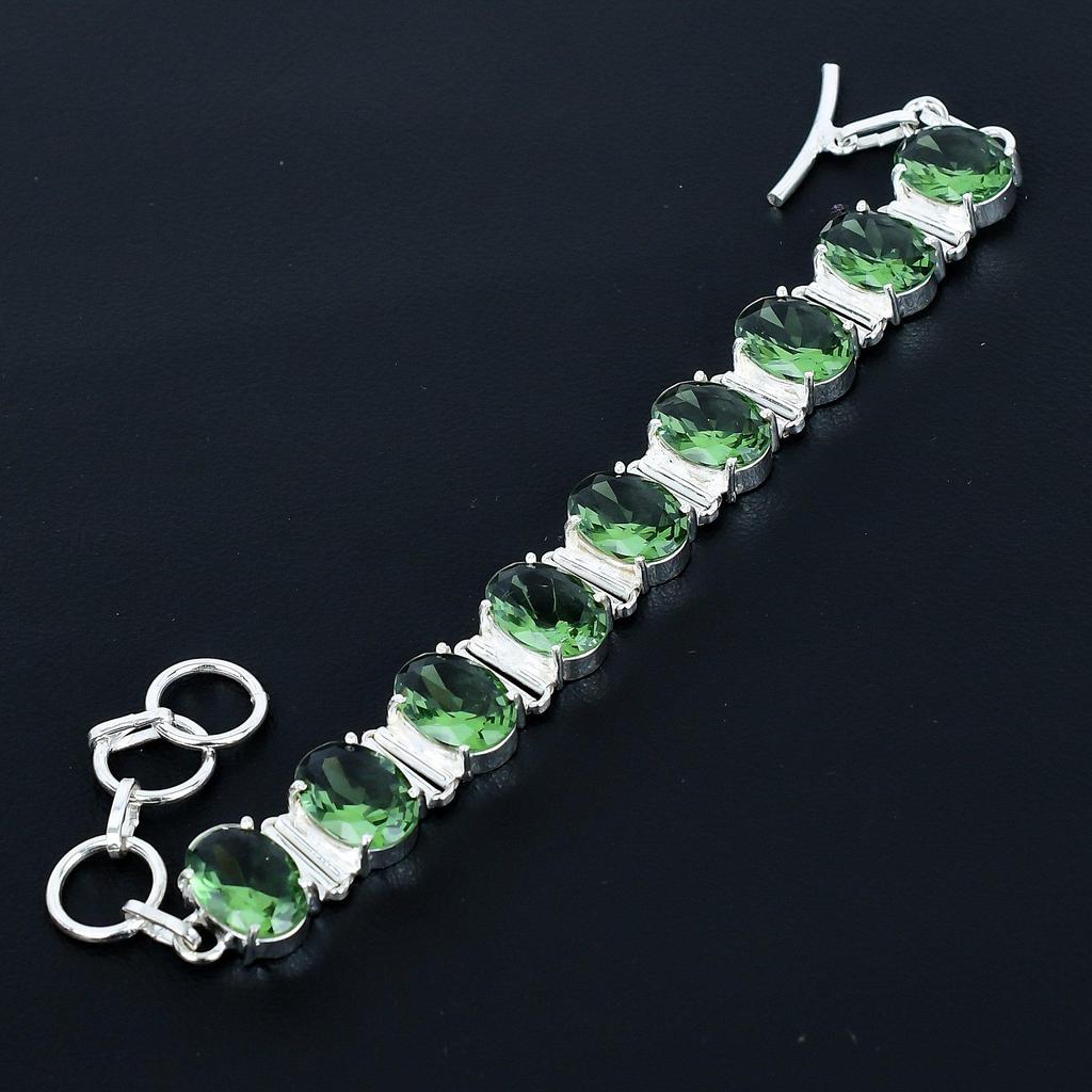 Bracelet Chrysolite Bracelet en Argent Sterling 925 Bracelet à Chaîne Réglable Bracelet Boho Fait Main Bijoux en Pierre Gemme Chrysolite Cadeaux de Mariage