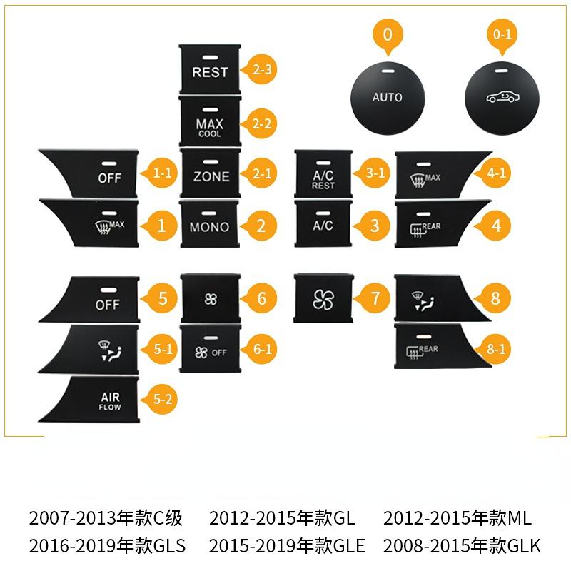 For Mercedes Benz C-class ML Air Conditioner Button GLK GL  Volume GLS GLE Central Control Switch Multimedia  1pcs