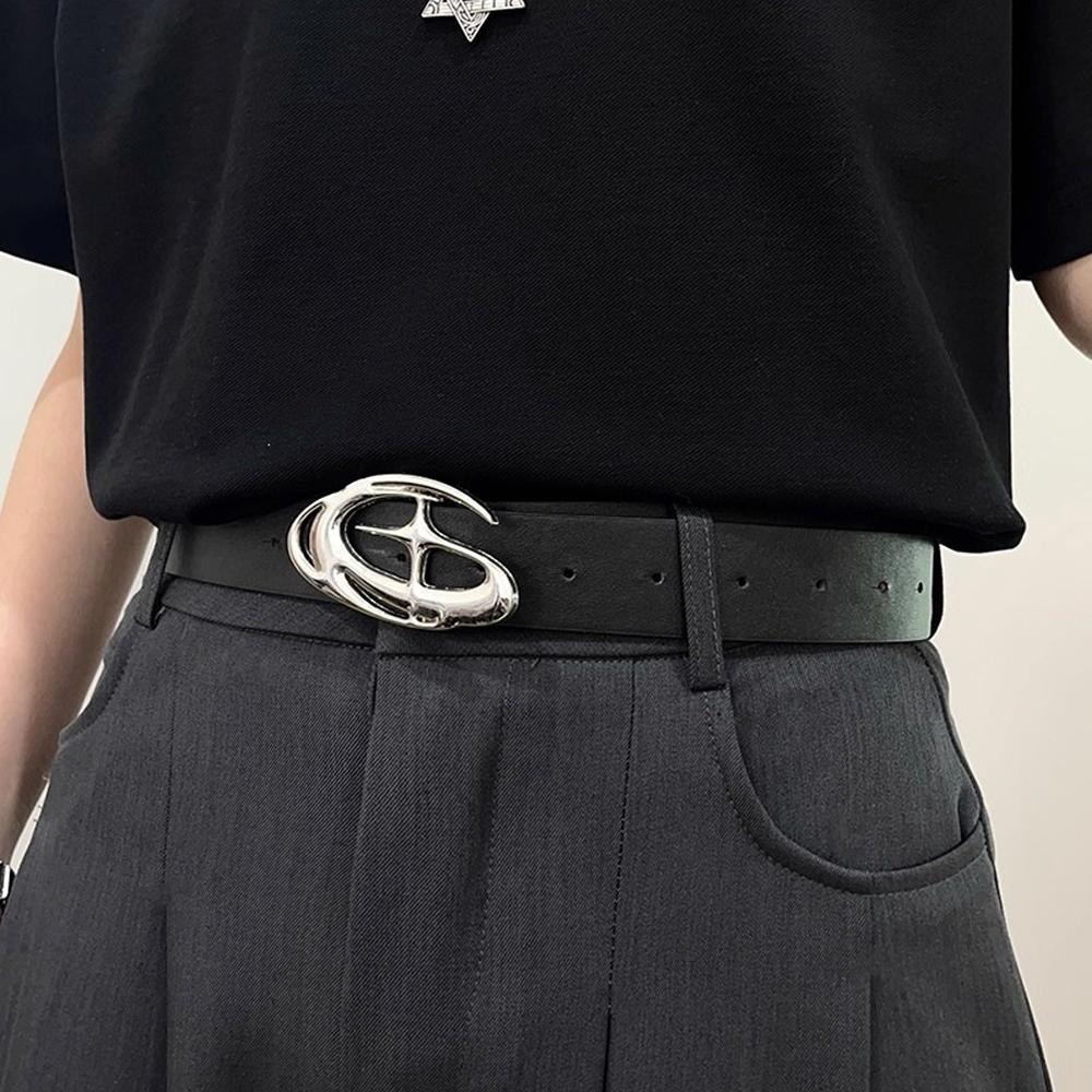 Stylish Oval Cross Metal Buckle Belt Punk Moon Star Design Vintage Gothic Y2k Belt Pu Leather Waistband Jeans Pants Belt Gifts