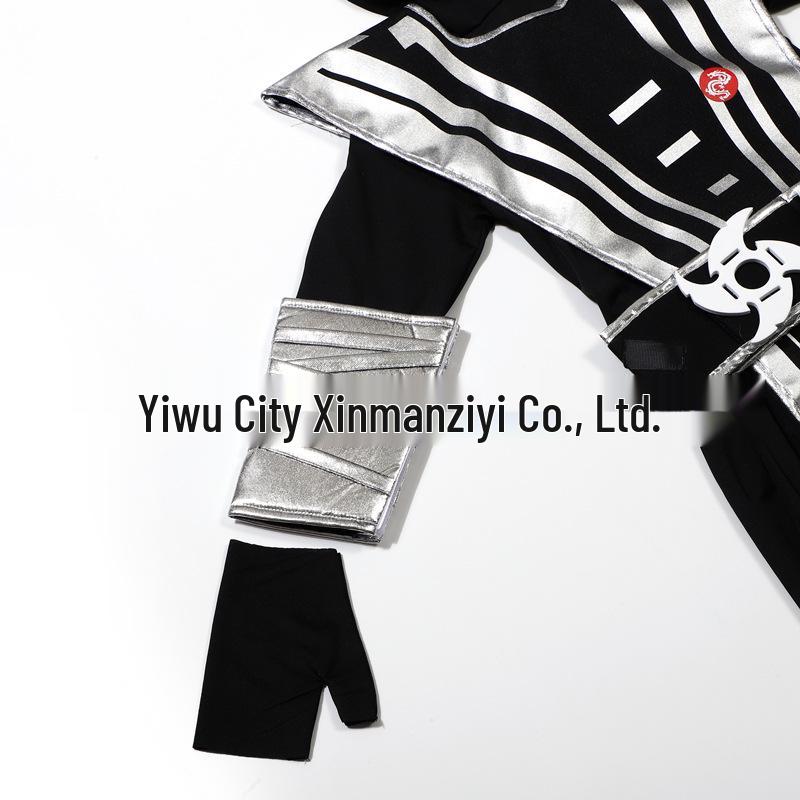 Silver Dragon Ninja Samurai Costume for Kids with Mask and Sword Accessories